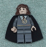 LEGO hp063 Hermione, Gryffindor Stripe Torso w/ Necklace Time Turner, Dark Bluish Gray Legs, Plain Black Cape