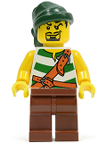 LEGO pi105 Pirate Green / White Stripes, Reddish Brown Legs, Dark Green Bandana, Goatee