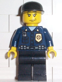 LEGO wc004 Police - World City Patrolman, Dark Blue Shirt with Badge and Radio, Black Legs, Black Cap